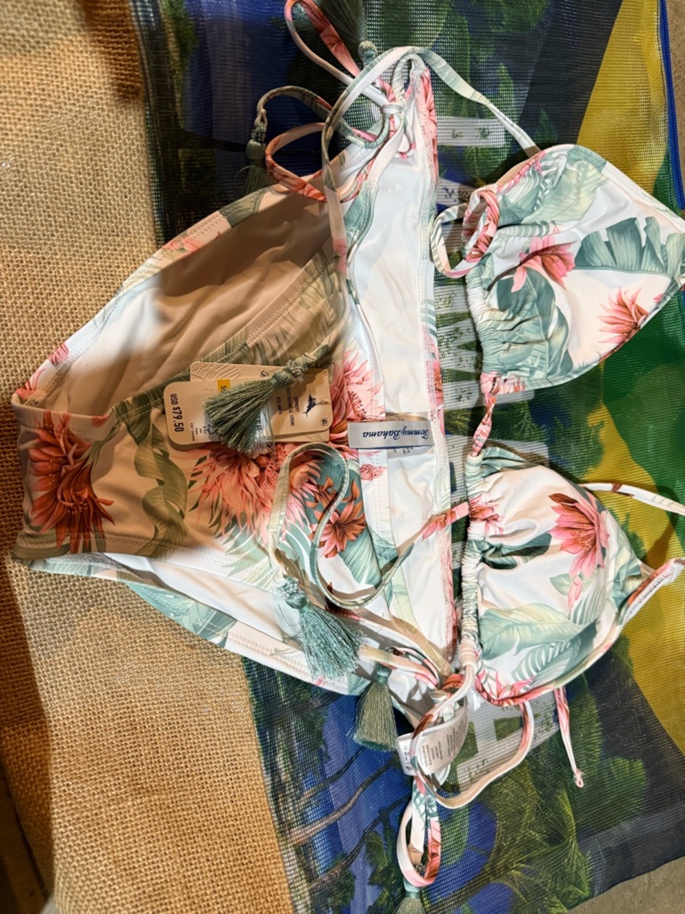 Tommy Bahama White Floral Tropical String Bikini - Picture 2 of 2